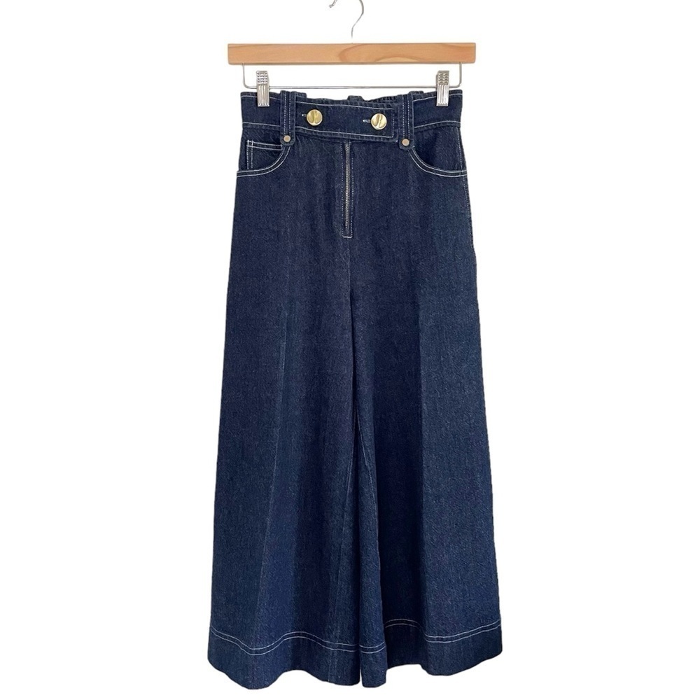 Tanya Taylor Dark Indigo Wide-Leg Jeans - Picture 4 of 16